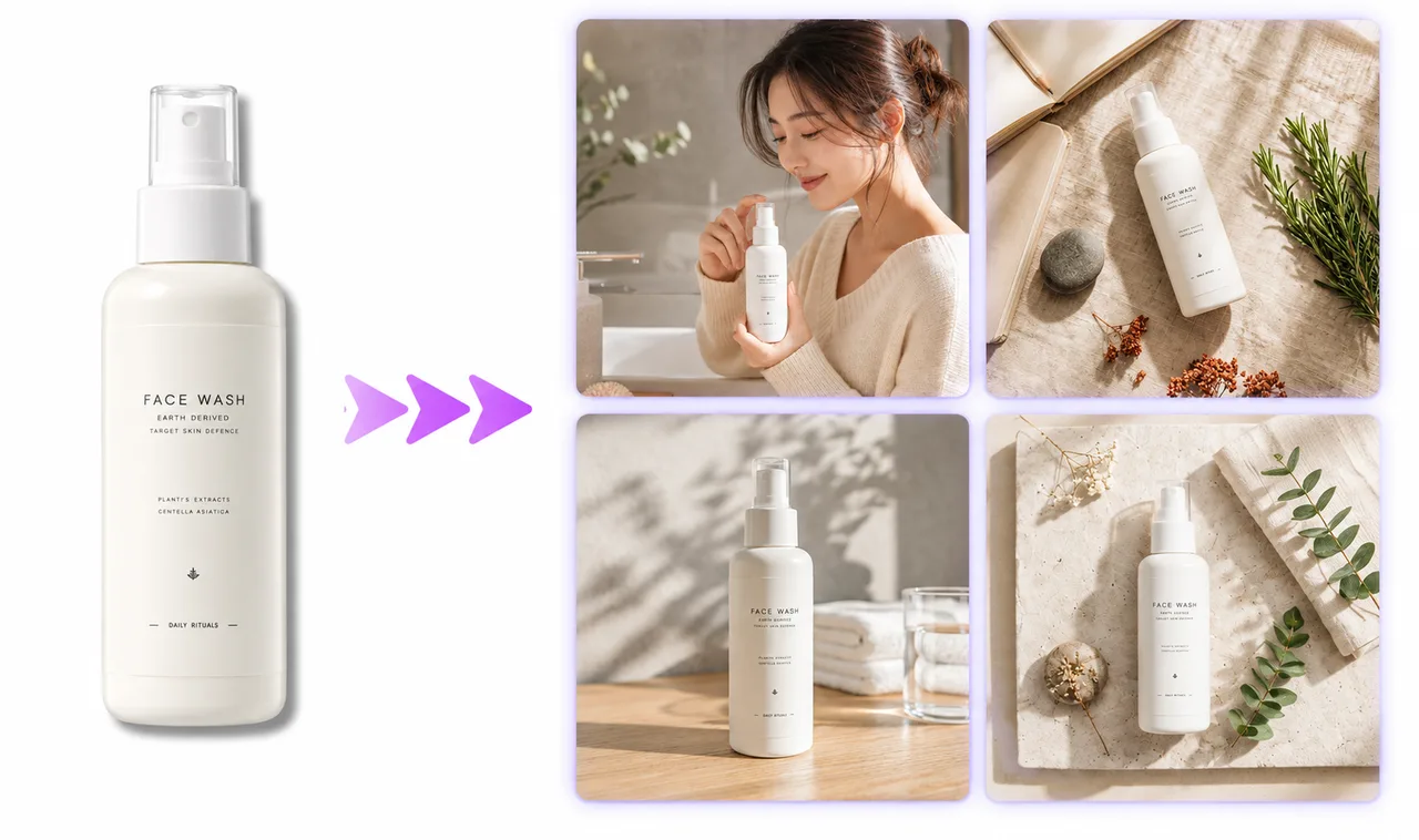 模特/场景图示意图:AI商品场景图与营销素材